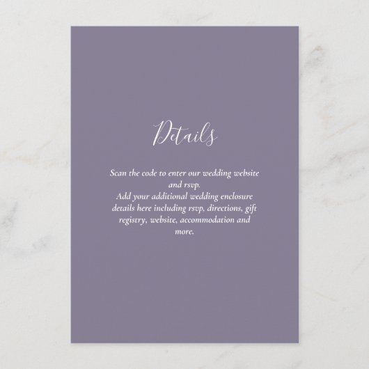 Carte D'accompagnement Mariage moderne RSVP avec QR CODE - N'IMPORTE QUEL (Devant)