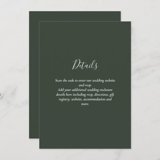Carte D'accompagnement Mariage moderne RSVP avec QR CODE - N'IMPORTE QUEL (Devant / Derrière)