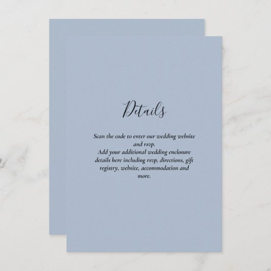 Carte D'accompagnement Mariage moderne RSVP avec QR CODE - N'IMPORTE QUEL (Devant / Derrière)