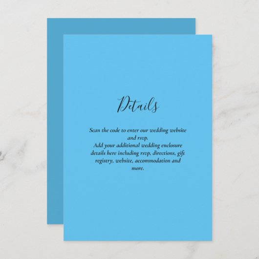Carte D'accompagnement Mariage moderne RSVP avec QR CODE - N'IMPORTE QUEL (Devant / Derrière)