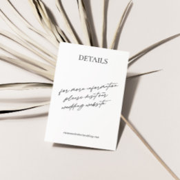 Carte D'accompagnement Mariage moderne simple noir & blanc Détails