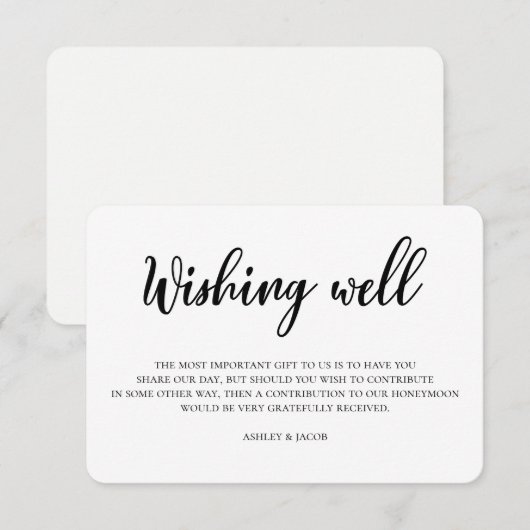 Carte D'accompagnement Mariage moderne souhaitant bien insert noir et bla (Devant / Derrière)