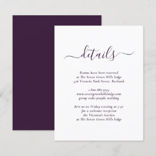 Carte D'accompagnement Mariage Moderne Violet