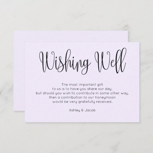 Carte D'accompagnement Mariage moderne violet désirant bien. Script simpl (Devant / Derrière)