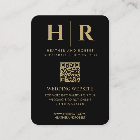 Carte D'accompagnement Mariage Monogram Mariée Groom Photo QR Code RSVP (Devant)