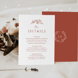 Carte D'accompagnement Mariage Monogramme en terre cuite