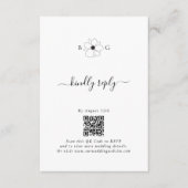 Carte D'accompagnement Mariage Monogramme minimaliste Fleur sauvage tiré  (Devant)