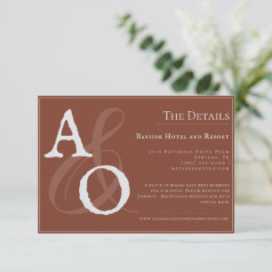 Carte D'accompagnement Mariage Monogramme minimaliste italien Sunset Oran