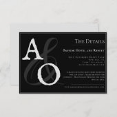 Carte D'accompagnement Mariage Monogramme minimaliste noir (Devant / Derrière)