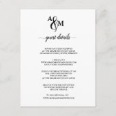 Carte D'accompagnement Mariage Monogramme Noir & Blanc Moderne (Devant)