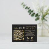 Carte D'accompagnement Mariage Monogramme QR Code RSVP Avec Élégant Photo (Debout devant)