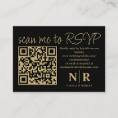 Carte D'accompagnement Mariage Monogramme QR Code RSVP Avec Élégant Photo (Devant)
