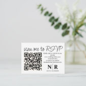Carte D'accompagnement Mariage Monogramme QR Code RSVP Avec Élégant Photo (Debout devant)