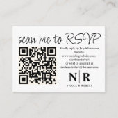 Carte D'accompagnement Mariage Monogramme QR Code RSVP Avec Élégant Photo (Devant)