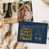 Carte D'accompagnement Mariage Monogramme QR Code RSVP Avec Élégant Photo