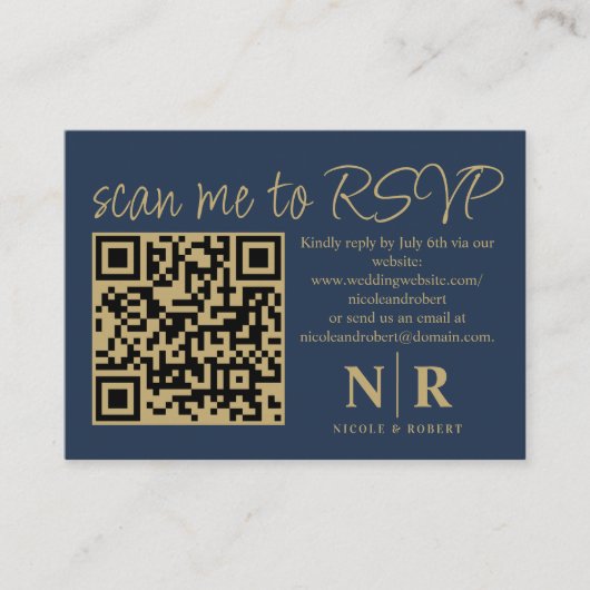 Carte D'accompagnement Mariage Monogramme QR Code RSVP Avec Élégant Photo (Devant)