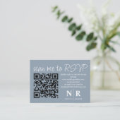 Carte D'accompagnement Mariage Monogramme QR Code RSVP Avec Élégant Photo (Debout devant)