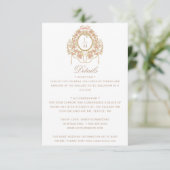 Carte D'accompagnement Mariage Monogramme Rose Rococo Français (Debout devant)