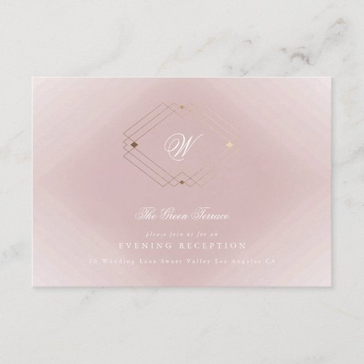 Carte D'accompagnement Mariage Monogramme rose Rose doré classique (Devant)