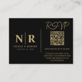 Carte D'accompagnement Mariage Monogramme RSVP QR Code Photo Élégante (Devant)