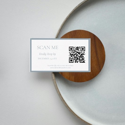 Carte D'accompagnement Mariage monogramme simple Dusty Blue Botanical Cre