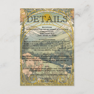 Carte D'accompagnement Mariage Nature Art Nouveau et Art Déco Vintage
