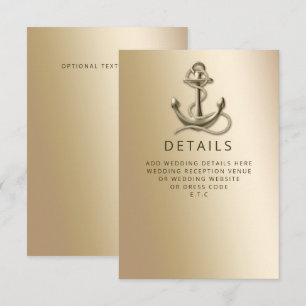 Carte D'accompagnement Mariage  Naudtique Ancre Antique Vintage Rustique 
