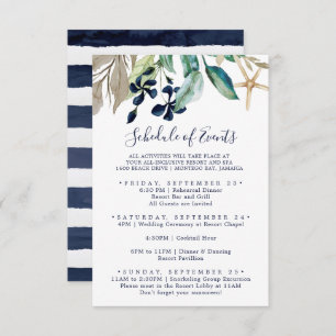 Carte D'accompagnement Mariage nautique moderne Week-end Horaire des évén