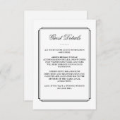 Carte D'accompagnement Mariage noir blanc classique Détails de l'invité (Devant / Derrière)