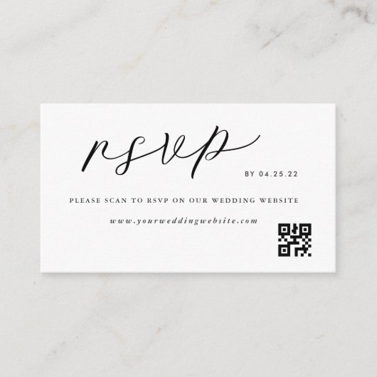 Carte D'accompagnement Mariage noir blanc moderne QR Code RSVP (Devant)