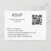 Carte D'accompagnement Mariage noir blanc RSVP en ligne QR Code photo (Devant)