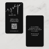Carte D'accompagnement Mariage noir de code QR simple (Devant / Derrière)