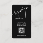 Carte D'accompagnement Mariage noir de code QR simple (Devant)