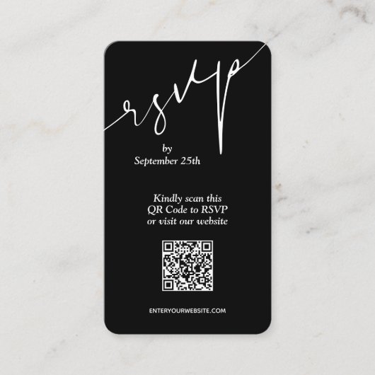 Carte D'accompagnement Mariage noir de code QR simple (Devant)