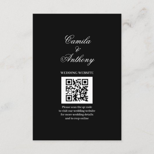 Carte D'accompagnement Mariage noir et blanc (Devant)