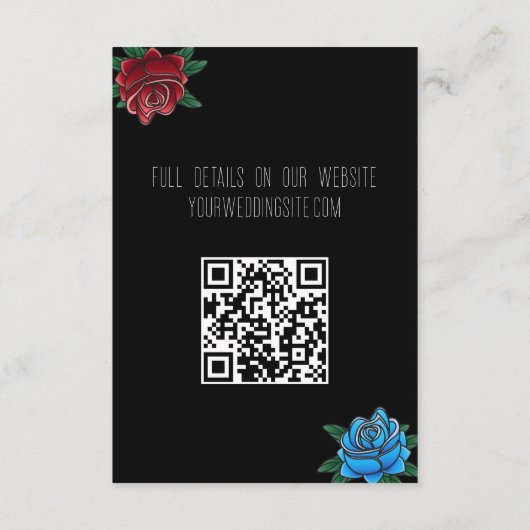 Carte D'accompagnement Mariage noir et blanc avec tatouages, tatouage ros (Dos)