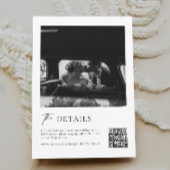 Carte D'accompagnement Mariage noir et blanc classique Détails Qr Code