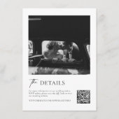 Carte D'accompagnement Mariage noir et blanc classique Détails Qr Code (Devant)