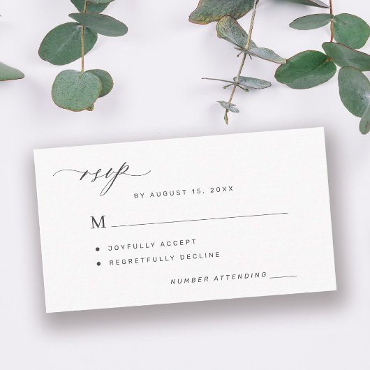 Carte D'accompagnement Mariage noir et blanc simple RSVP