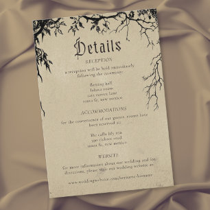 Carte D'accompagnement Mariage noir et marron Gravure d'arbre corbeau got