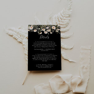 Carte D'accompagnement Mariage noir Fleur sauvage Blush classique Détails
