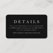 Carte D'accompagnement Mariage noir moderne détails Qr Code (Devant)