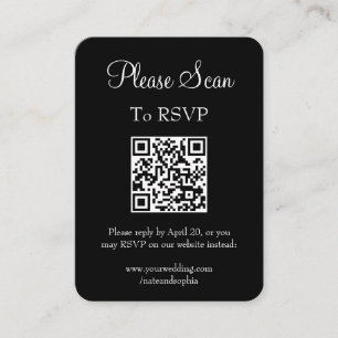 Carte D'accompagnement Mariage noir simple et moderne numérisation QR Cod