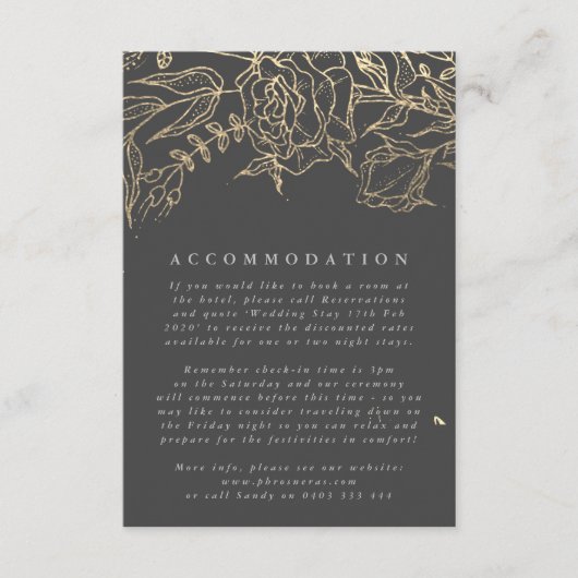 Carte D'accompagnement Mariage Pampas élégant en fer gris moderne (Devant)