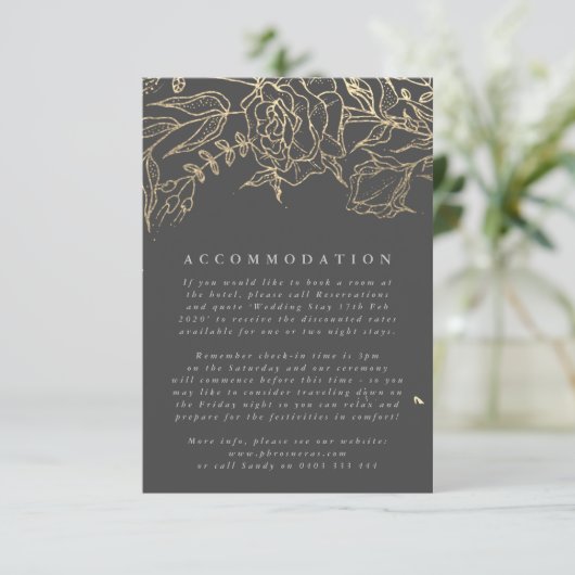 Carte D'accompagnement Mariage Pampas élégant en fer gris moderne (Debout devant)