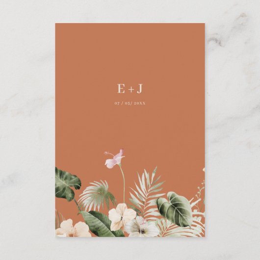 Carte D'accompagnement Mariage pastel hibiscus boho tropical (Dos)