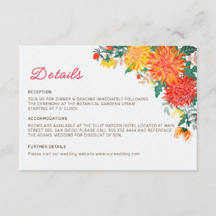 Carte D'accompagnement Mariage Pastel Orange Yellow Spring Dahlia Fleurs
