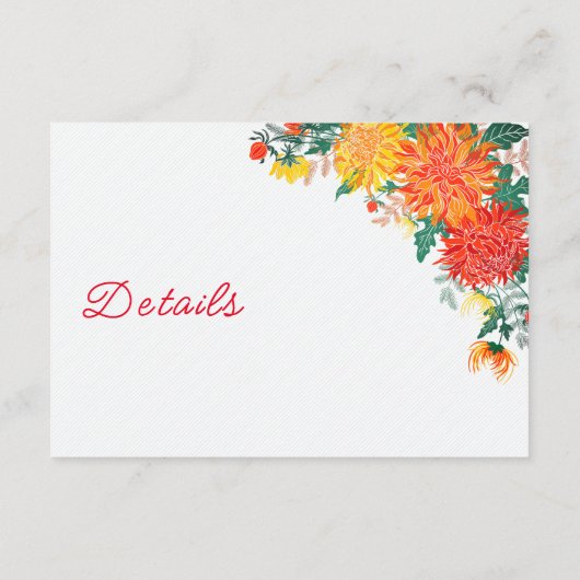 Carte D'accompagnement Mariage Pastel Orange Yellow Spring Dahlia Fleurs (Dos)