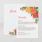 Carte D'accompagnement Mariage Pastel Orange Yellow Spring Dahlia Fleurs (Devant / Derrière)