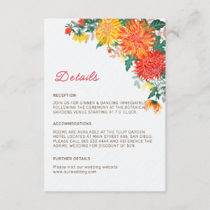 Carte D'accompagnement Mariage Pastel Orange Yellow Spring Dahlia Fleurs